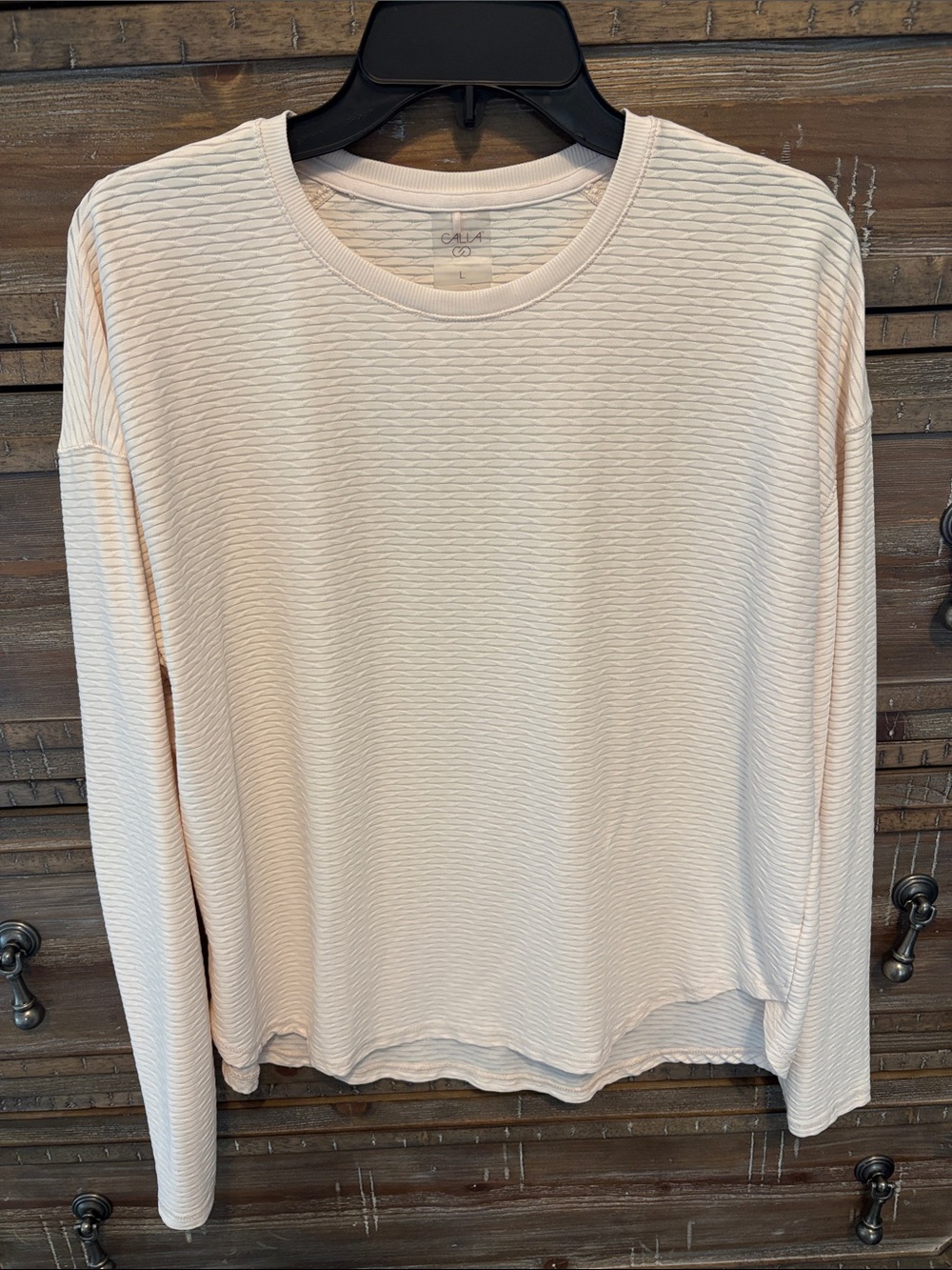CALIA by Carrie Underwood Light Pink Textured Long-Sleeve Tee